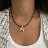 Gold Chunky Initial with Black Thread