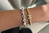 Set of 2 - Gold Pop Initial Bracelet & Gold Pop Name Bracelet
