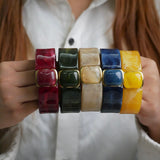 Chunky Acrylic Resin Stretch Cuff Bracelet