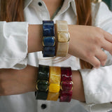 Chunky Acrylic Resin Stretch Cuff Bracelet
