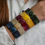 Chunky Acrylic Resin Stretch Cuff Bracelet