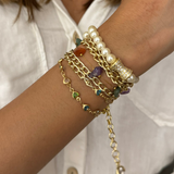 Pastel Stones & Pearl Wrap Bracelet