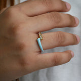 White Enamel Crystal Ring