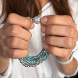 Aqua Mist Crystals Beaded Bracelet with Magnetic Closure