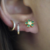 S925 Green Flower Stud