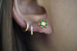 S925 Green Flower Stud