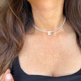 Pearl Glass Initial Beaded Choker