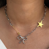 Pin Bow Star Necklace