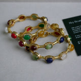 Indian Navratna Inspired Colorful Stone Bangle Jewelry