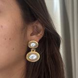 Oval Double Pearl Earrings