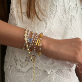 Coral Dreamscape Wrap Bracelet with Initial