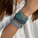 Frosted Periwinkle Crystals Beaded Bracelet with Magnetic Closure