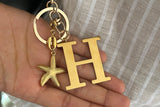 Starfish Shell Bag Charm with Initial