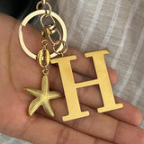 Starfish Shell Bag Charm with Initial