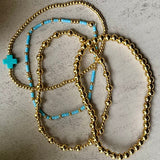 Gold Blue Bracelet Stack - Set of 4