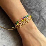 Beaded Mini Bubble Initial Name Bracelet