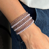 Dreamy Lilac Crystals Beaded Bracelet with Magnetic Closure