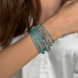 Aqua Mist Crystals Beaded Bracelet with Magnetic Closure