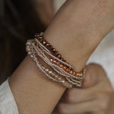 Champagne Crystals Beaded Bracelet with Magnetic Closure