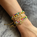 Beaded Mini Bubble Initial Name Bracelet