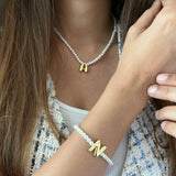 Set of 2 - Pearl Necklace and Bracelet with Initial (Newly Launched)