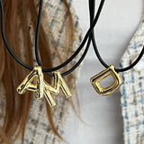 Gold Chunky Initial with Black Thread