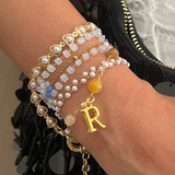 Coral Dreamscape Wrap Bracelet with Initial