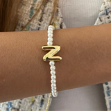 Set of 2 - Pearl Necklace and Bracelet with Initial (Newly Launched)