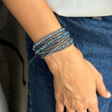 Blue Smoke Crystals Beaded Bracelet with Magnetic Closure