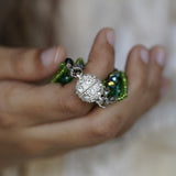 Emerald Green Crystals Beaded Bracelet with Magnetic Closure