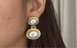 Oval Double Pearl Earrings