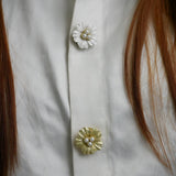 Matte Textured Flower Button Brooch
