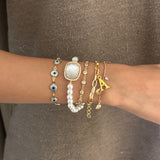 Evil Eye Charmstone Wrap Bracelet with Initial