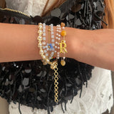 Coral Dreamscape Wrap Bracelet with Initial