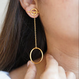Circle Gold Chain Detachable Earrings