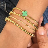 Gold Green Bracelet Stack - Set of 4