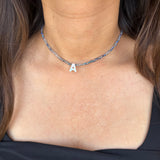 Pearl Glass Initial Beaded Choker