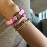 Set of 3 - Cotton Candy Stack - Halo, Gold Pop Initial & Candy Bracelet