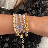 Coral Dreamscape Wrap Bracelet with Initial