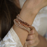 Champagne Crystals Beaded Bracelet with Magnetic Closure