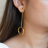 Circle Gold Chain Detachable Earrings