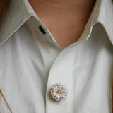 Pearl Flower Button Brooch