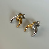 Silver Gold Moon Earrings