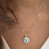 Gold Studded Gazing Evil Eye Necklace