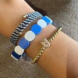 Set of 3 -Sky & Sand Stack - Halo, Gold Pop Initial & Candy Bracelet
