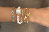 Evil Eye Charmstone Wrap Bracelet with Initial