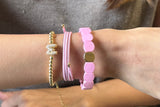 Set of 3 - Cotton Candy Stack - Halo, Gold Pop Initial & Candy Bracelet