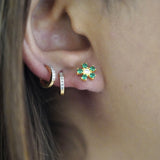 S925 Green Flower Stud
