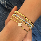 Gold White Bracelet Stack - Set of 4