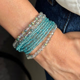 Aqua Mist Crystals Beaded Bracelet with Magnetic Closure